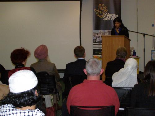 Baroness Warsi giving speech